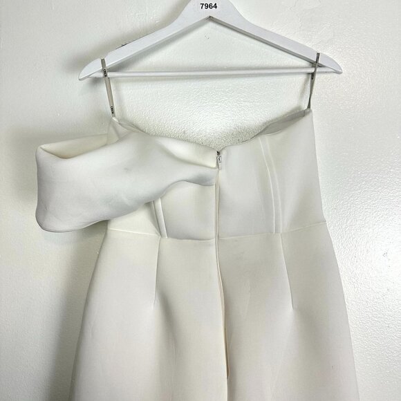 ASOS DESIGN Scuba One Shoulder Corset Detail Jumpsuit in White Size US 10 - Picture 10 of 11